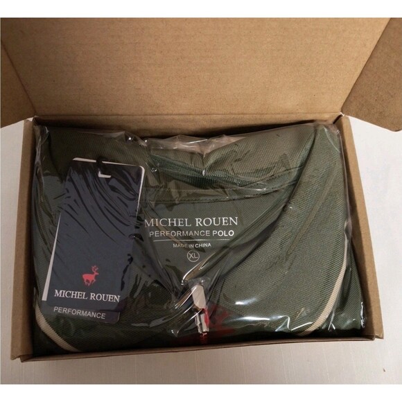 Michael Rouen Performance Polo Shirt Men 3XL Green Striped Short Sleeve Golf NWT - Picture 3 of 4